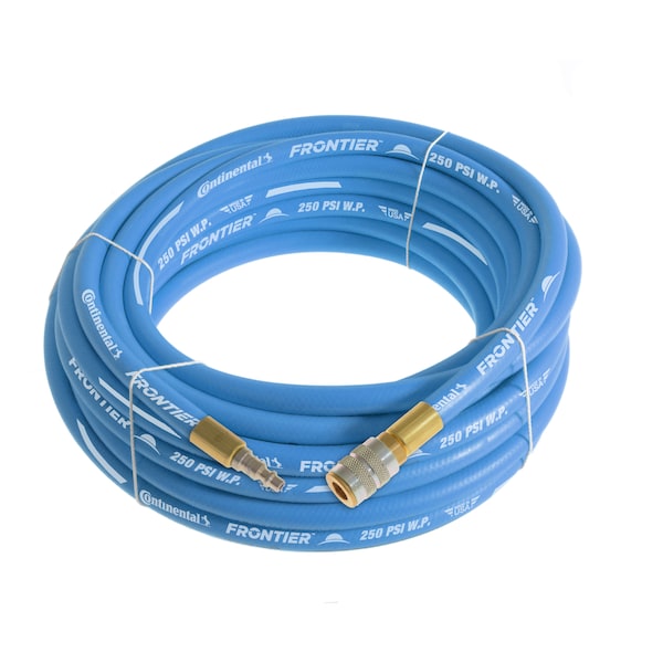 3/8" x 100' Blue EPDM Air Hose, 300 PSI, 3/8" Ind. Interchange M+F QC